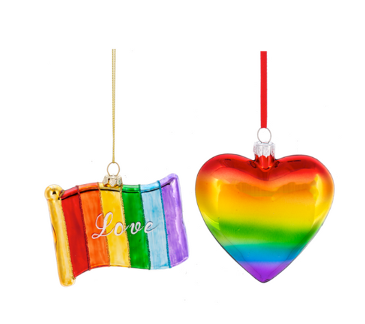 HEART AND FLAG PRIDE ORNAMENTS - ASSORTED