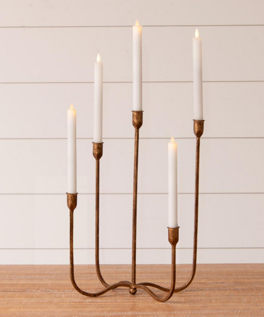 HAND FORGED BRASS METAL CANDELABRA