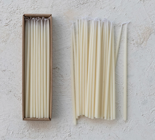 UNSCENTED THIN TAPER CANDLES - SET OF 36