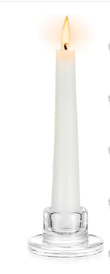 SHORT CLEAR GLASS TAPER CANDLE HOLDER