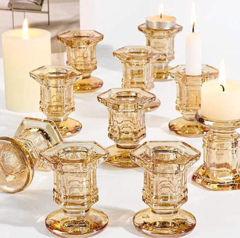 CRYSTAL TAPER CANDLE HOLDERS - ASSORTED