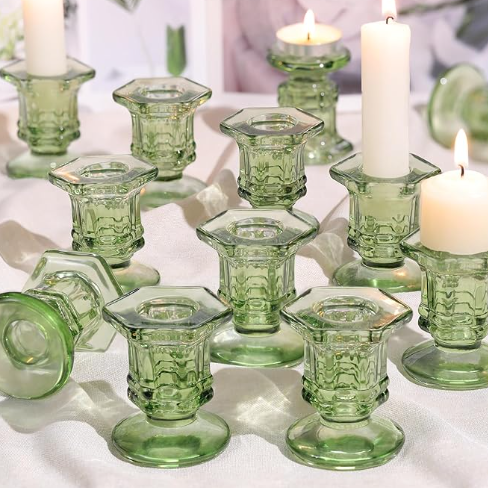 CRYSTAL TAPER CANDLE HOLDERS - ASSORTED