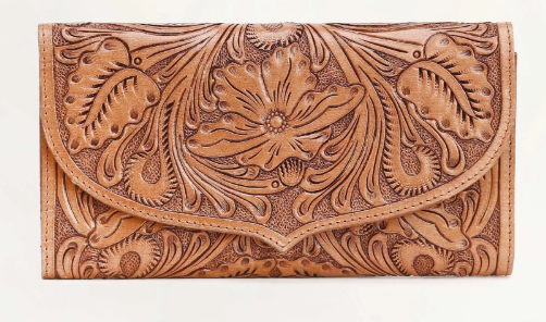 LOYAL WEST GLORIANA WALLET IN HANDTOOLED LEATHER