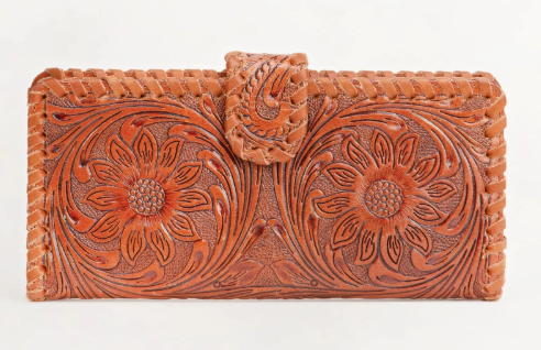 LOYAL WEST SUNFLOWER MEDALION LEATHER WALLET