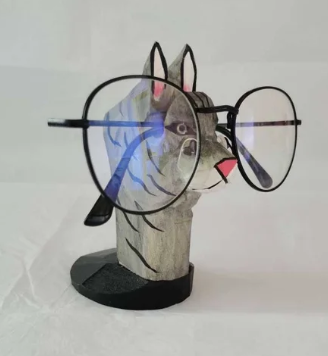 WOOD CARVED EYE GLASS HOLDERS - ASSORTED