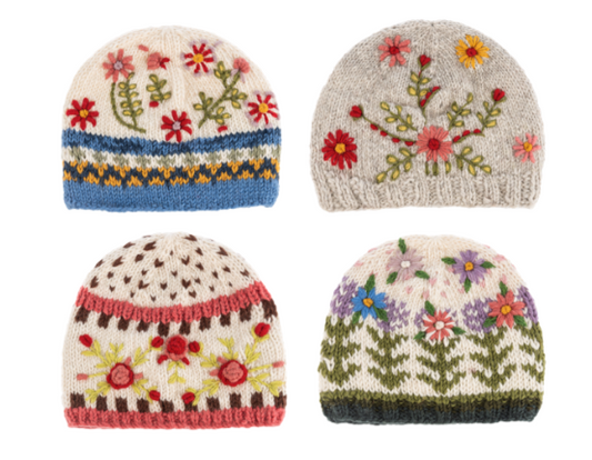 EMBROIDERED WOOL KNIT HATS