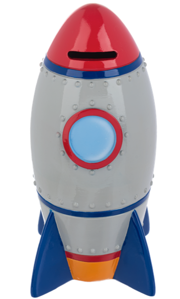 7" ROCKET SHIP MONEY BANK