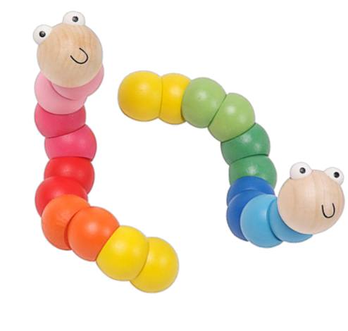 WOODEN TWISTY WORMS - ASSORTED