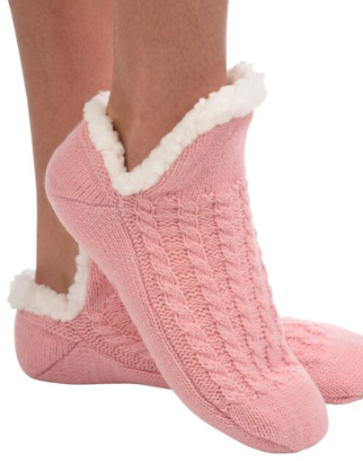 SNOOZIES! KIDS MICROCREW CABLE SHERPA SOCK SLIPPERS