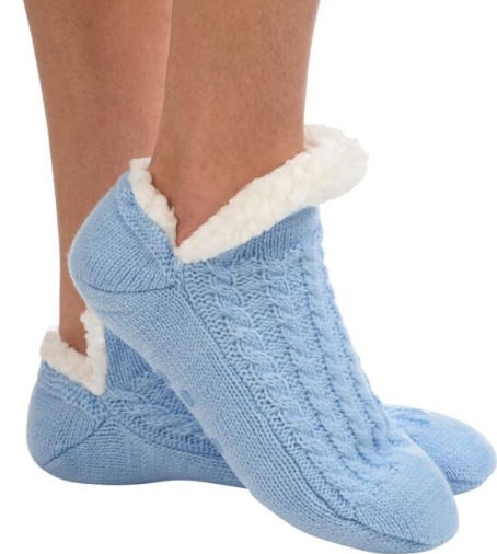 SNOOZIES! KIDS MICROCREW CABLE SHERPA SOCK SLIPPERS
