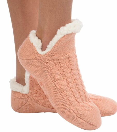 SNOOZIES! KIDS MICROCREW CABLE SHERPA SOCK SLIPPERS