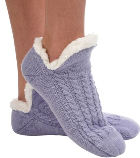 SNOOZIES! KIDS MICROCREW CABLE SHERPA SOCK SLIPPERS