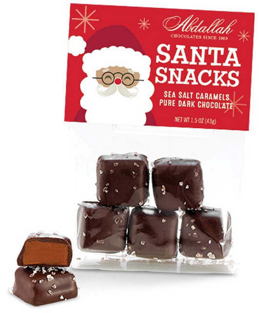 ABDALLAH CANDIES - 2.4oz. SANTA SNACKS - DARK SEA SALT CARAMELS