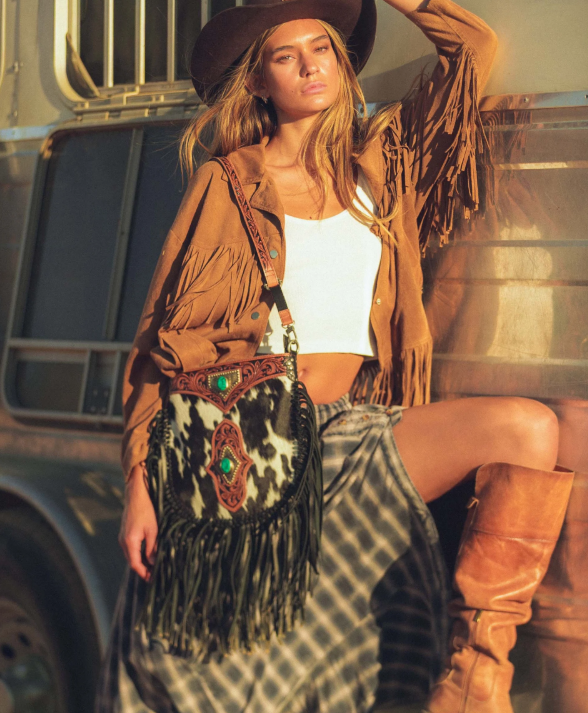LOYAL WEST MOJAVE TASSLE BAG - BLACK AND WHITE