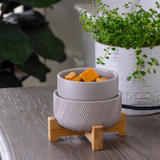 CANDLE WARMERS 2-IN-1 CLASSIC WARMER - WOODEN PEDESTAL/GRAY