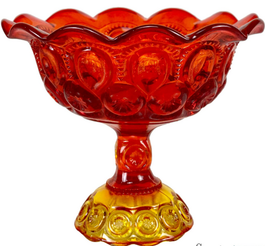 VINTAGE VICTORIAN AMBERINA GLASS COMPOTE BOWL