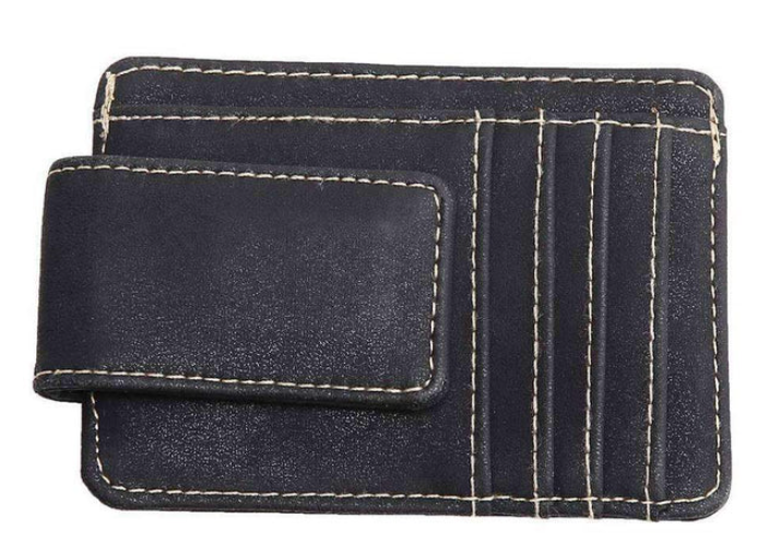 MAD MAN LEATHER MONEY CLIP WITH CARD SLOTS & BILL HOLDER