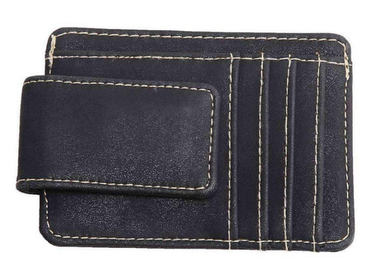 MAD MAN LEATHER MONEY CLIP WITH CARD SLOTS & BILL HOLDER