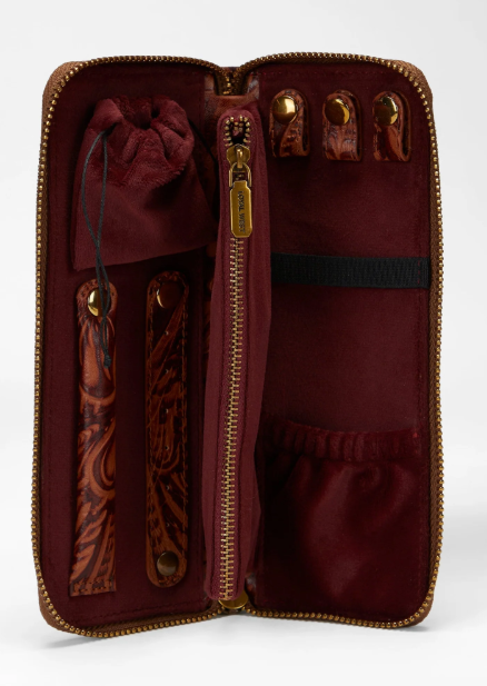 LOYAL WEST RANCH ROAD JEWELERY CASE IN BROWN & WHITE COWHIDE