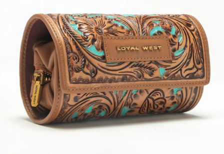 LOYAL WEST CANYON JEWELERY CASE HANDTOOLED LEATHER - WHISKEY & WATER