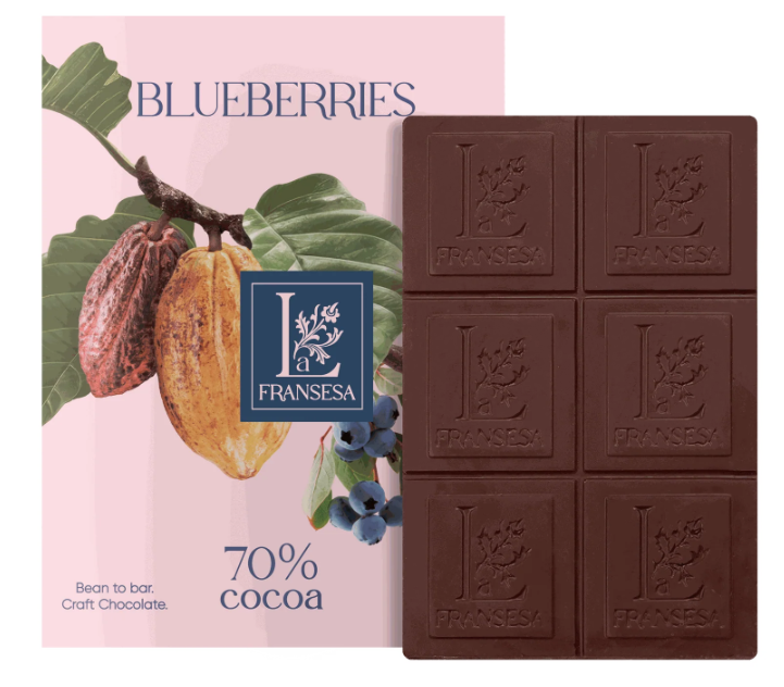 LA FRANSESA BLUEBERRIES 70% COCOA CRAFT CHOCOLATE BAR