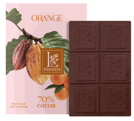 LA FRANSESA 70% COLOMBIAN CACAO WITH NATURAL ORANGE CRAFT CHOCOLATE BAR