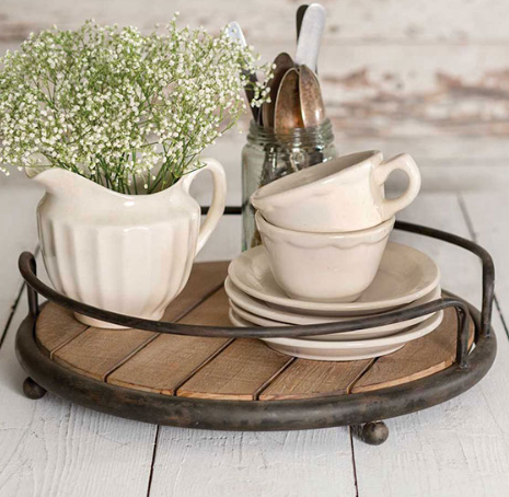 ROUND WOOD PLANK SERVING TRAY