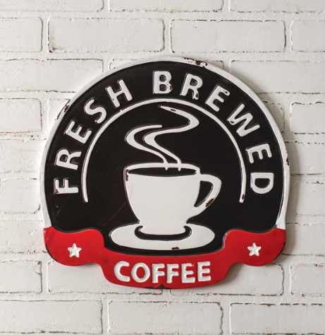 FRESH BREWED COFFEE METAL SIGN