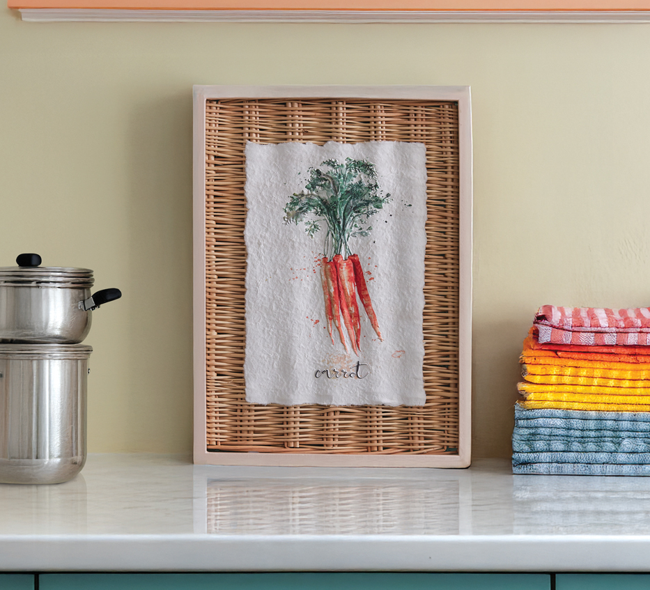 FRAMED VEGETABLE WICKER BASKET WALL ART - ASSORTED