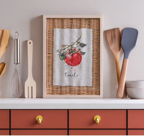 FRAMED VEGETABLE WICKER BASKET WALL ART - ASSORTED