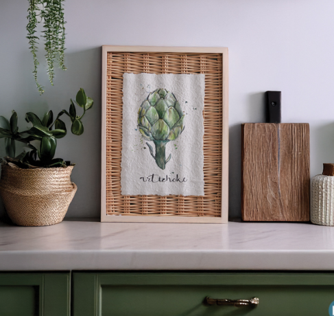 FRAMED VEGETABLE WICKER BASKET WALL ART - ASSORTED