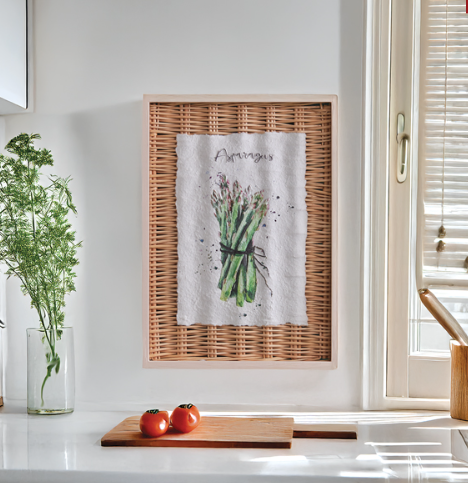 FRAMED VEGETABLE WICKER BASKET WALL ART - ASSORTED