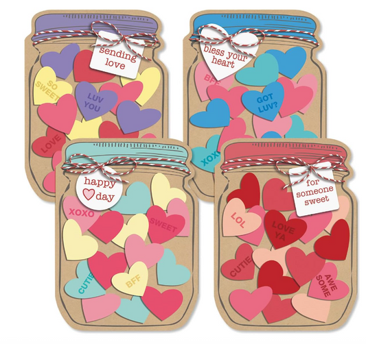 MASON JAR VALENTINE'S CARD WITH ENVELOPE (5"x7") - ASSORTED