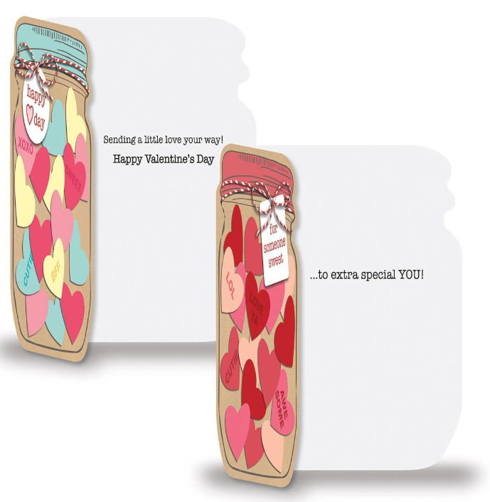 MASON JAR VALENTINE'S CARD WITH ENVELOPE (5"x7") - ASSORTED
