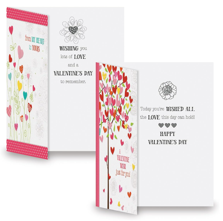 HEARTS & BLOSSOMS VALENTINE'S CARD WITH ENVELOPE (5"x7") - ASSORTED