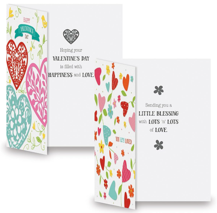 HEARTS & BLOSSOMS VALENTINE'S CARD WITH ENVELOPE (5"x7") - ASSORTED