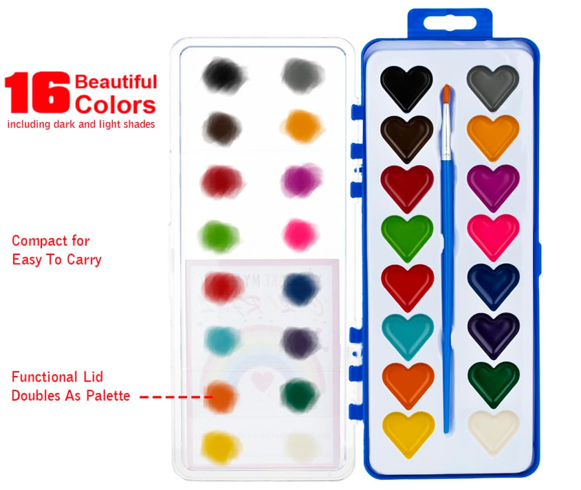 HEART WATERCOLOR PAINT SET WITH BRUSH