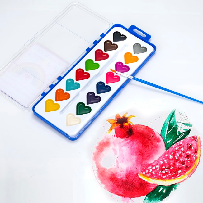 HEART WATERCOLOR PAINT SET WITH BRUSH