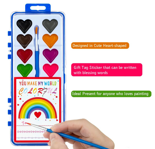 HEART WATERCOLOR PAINT SET WITH BRUSH