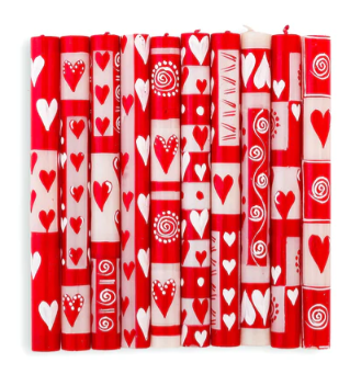 THUMBPRINT ARTIFACTS HAND PAINTED HEART CANDLES - ASSORTED