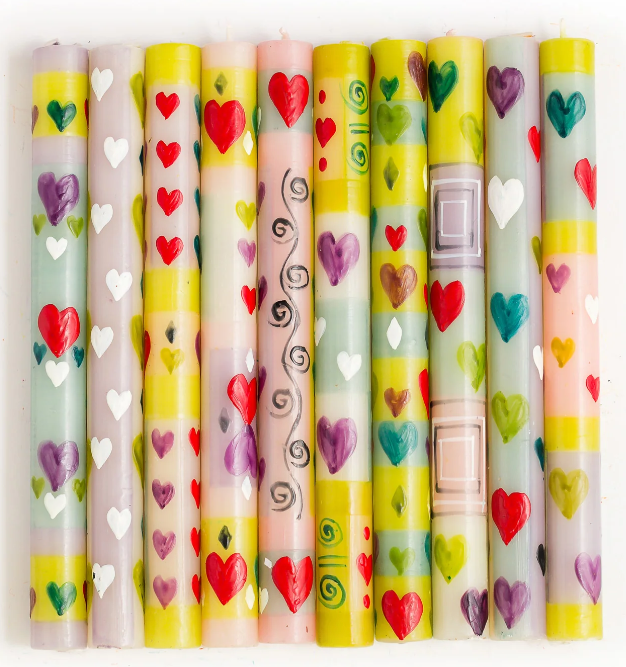THUMBPRINT ARTIFACTS HAND PAINTED HEART CANDLES - ASSORTED
