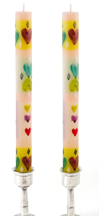 THUMBPRINT ARTIFACTS HAND PAINTED HEART CANDLES - ASSORTED