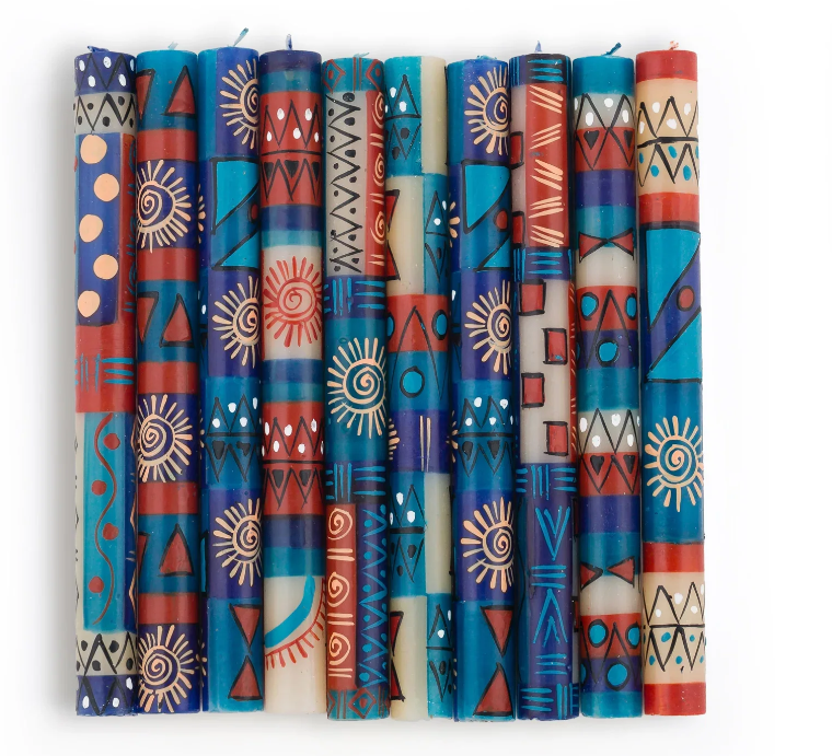THUMBPRINT ARTIFACTS HAND PAINTED AFRICAN SKY CANDLES - ASSORTED