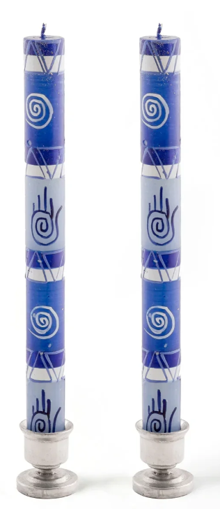 THUMBPRINT ARTIFACTS HAND PAINTED JUDAICA AND HAMSA CANDLES - ASSORTED