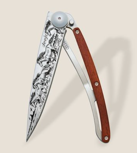 DEEJO KNIVES - 37G CORAL WOOD /WILD HORSES