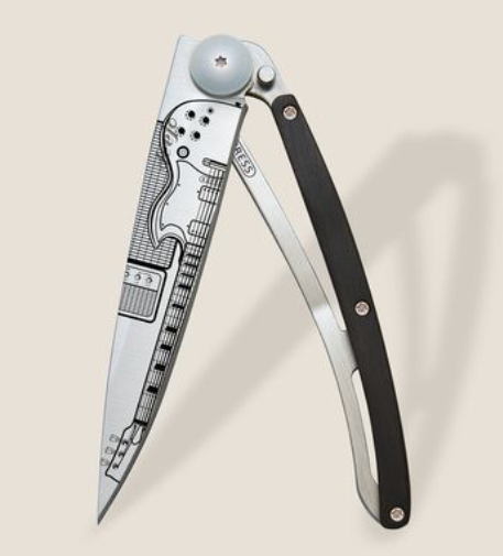 DEEJO KNIVES - 37G EBONY WOOD /ROCK'N ROLL