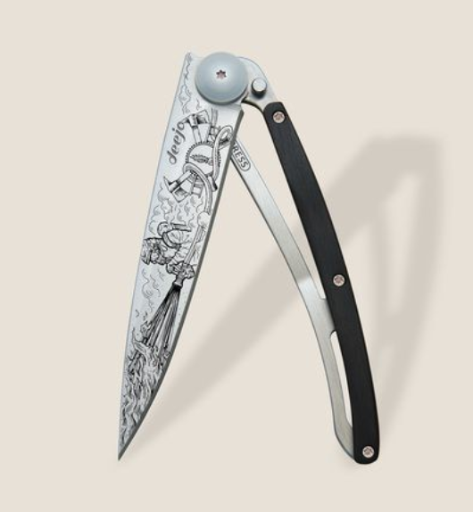 DEEJO KNIVES - 37G EBONY WOOD/ FIREFIGHTER