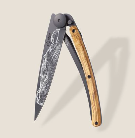 DEEJO KNIVES - 37G OLIVE WOOD/ PURE BRED