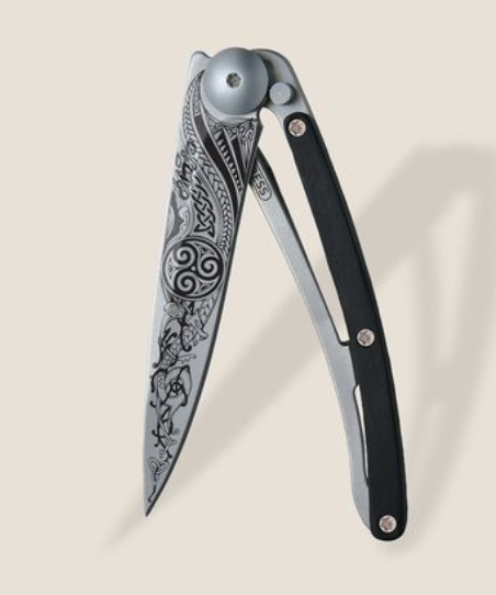 DEEJO KNIVES - 27G EBONY WOOD/ CELTIC