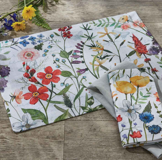 PARK DESIGNS WILDFLOWER SKETCHBOOK PLACEMAT AND NAPKIN